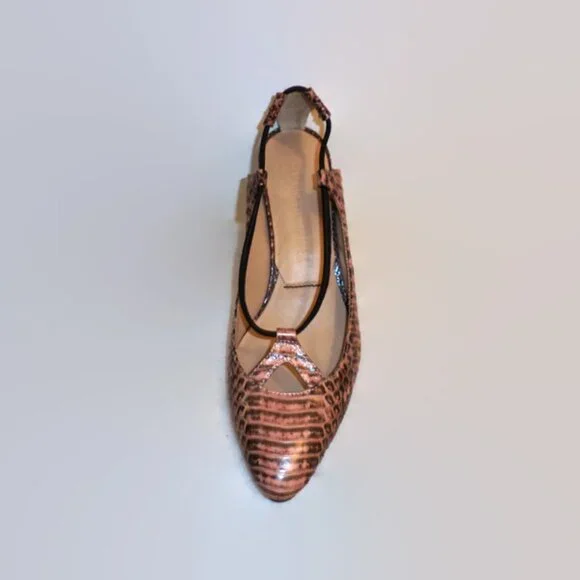 Elizabeth and James Pink Croc-Embossed Heels - Picture 2 of 6